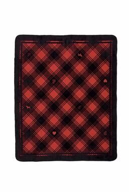 Victoria's Secret Plaid Fleece Plush Cozy Blanket 50L x 60W Red & Black